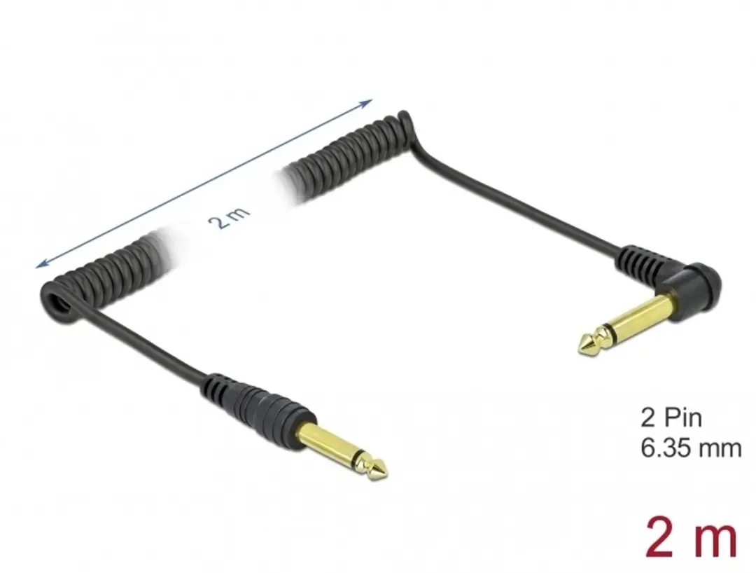 Delock Coiled Kabel 6.35mm Jack M/M 2m