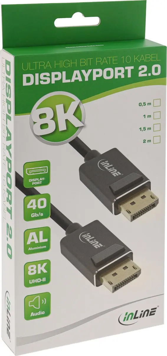InLine DisplayPort Kabel DP2.1 10K 60Hz 1m - UHBR10