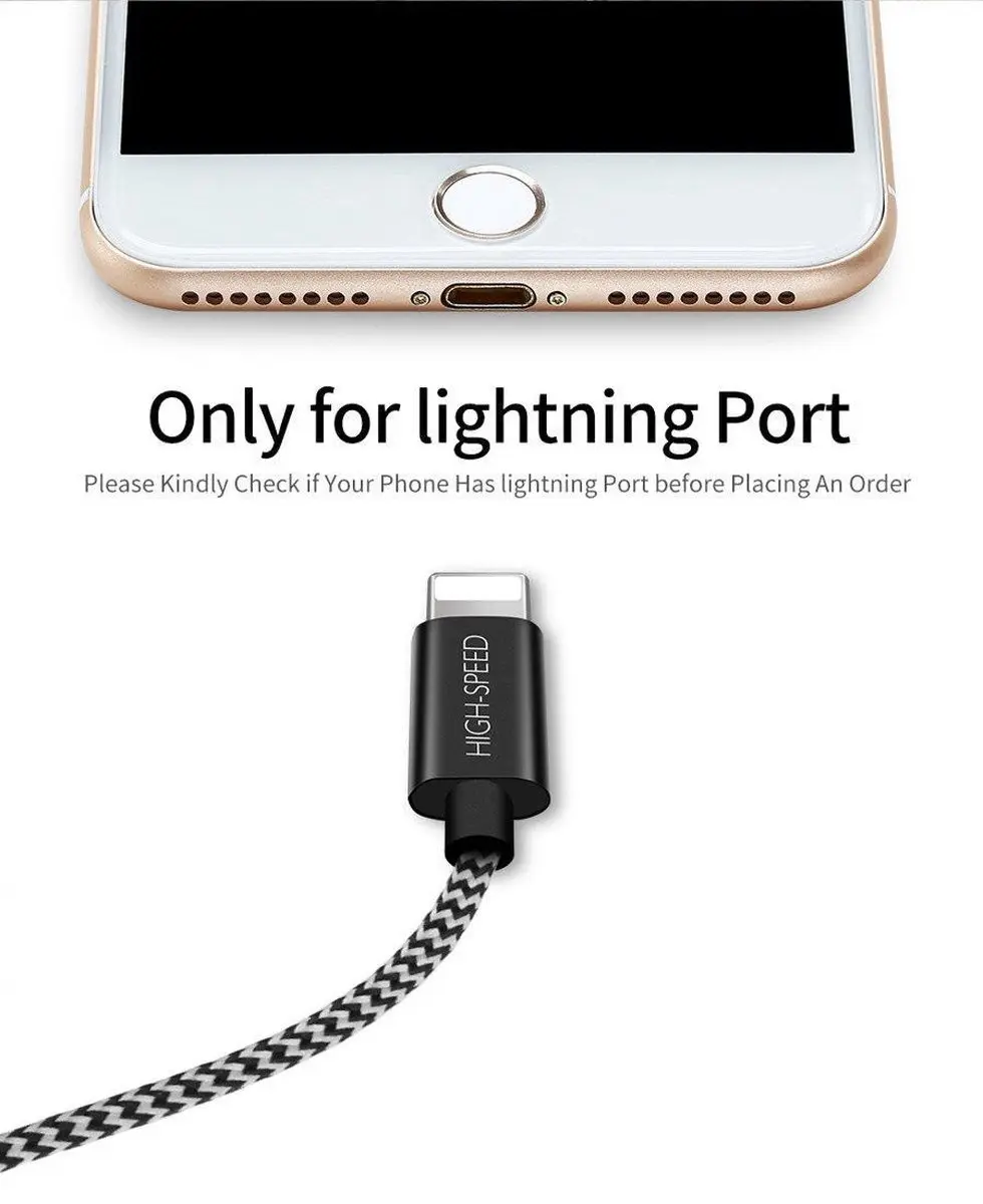Dux Ducis Fast Charging 2.1A Lightning Kabel 5m - Zwart