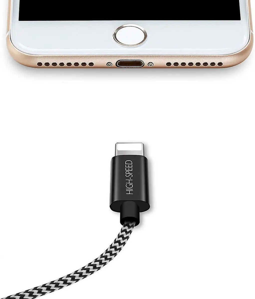 Dux Ducis Fast Charging 2.1A Lightning Kabel 5m - Zwart