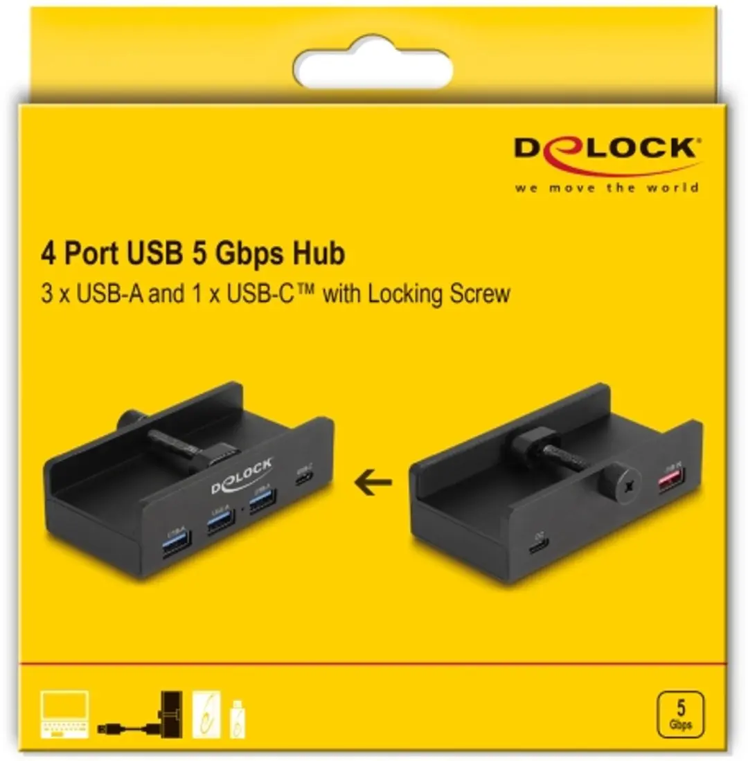 Delock 64284 USB Hub 5Gbps - 4 Poorten - USB-A/USB-C - Zwart