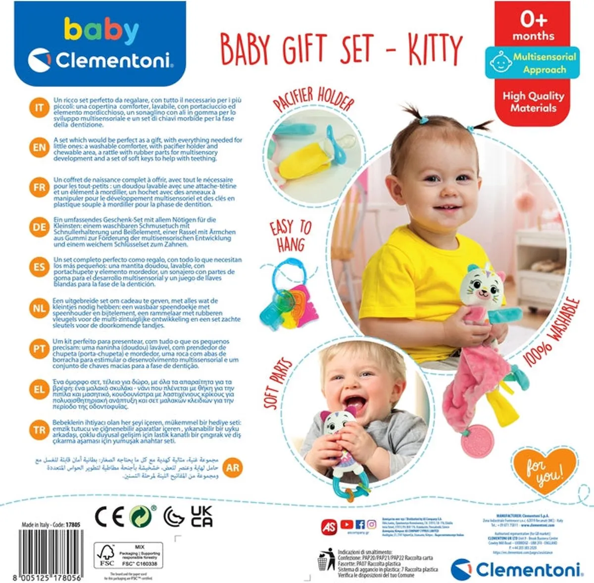 Clementoni Baby Giftset Kitty - Roze - Bijtring & Knuffel