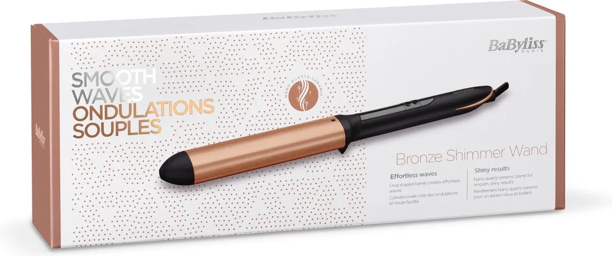 Babyliss Bronze Shimmer Wand Automatische Krultang 3-3,5cm - Zwart/Brons