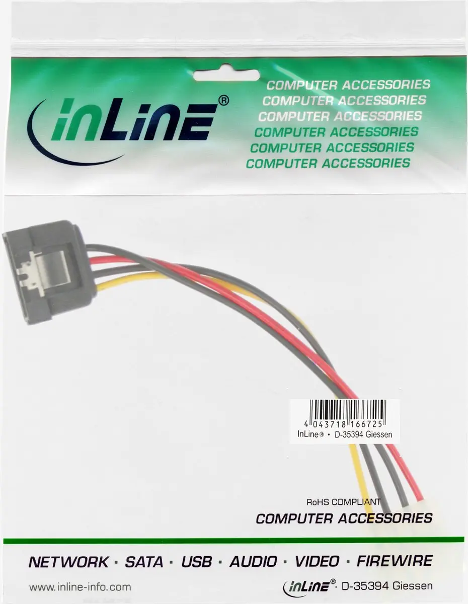 InLine SATA (v) naar Molex (m) Adapter - 0,15m - Divers