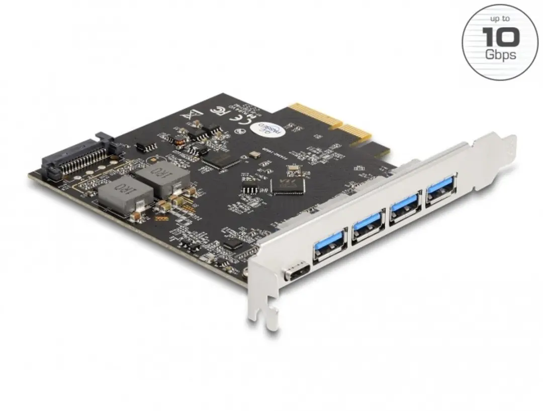 Delock PCIe x4 Kaart USB-C + 4x USB-A 10Gbps
