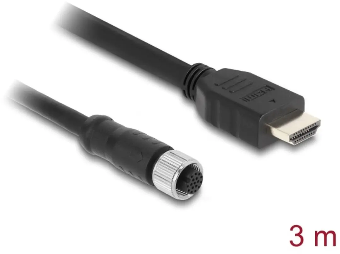 Delock M12 A-coded 17-pin Female naar HDMI Male Kabel 3m