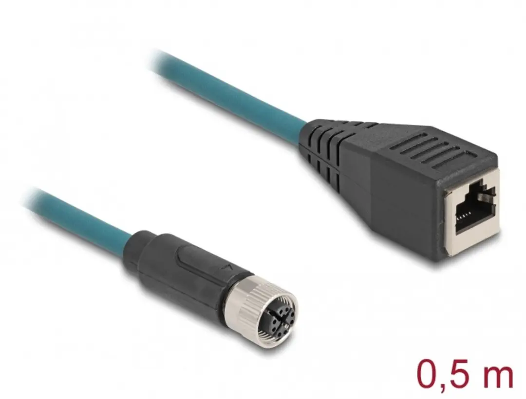 Delock M12 8-pins X-gecodeerd CAT6a Netwerkkabel 0,5m - Blauw