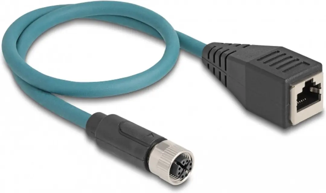 Delock M12 8-pins X-gecodeerd CAT6a Netwerkkabel 0,5m - Blauw