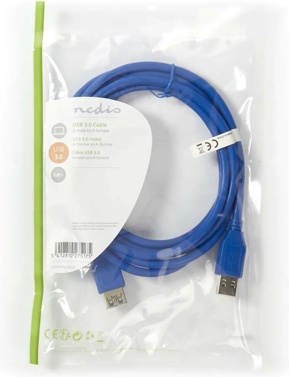 Nedis USB 3.2 Gen 1 A-A Kabel 5Gbps 2m - Blauw