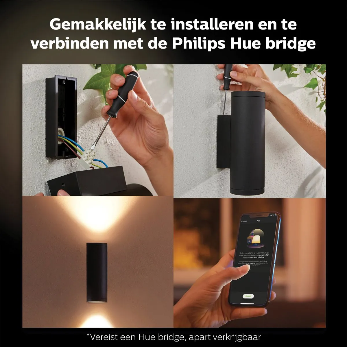 Philips Hue Appear Wandlamp - 2 Stuks Zwart - Incl. Bridge