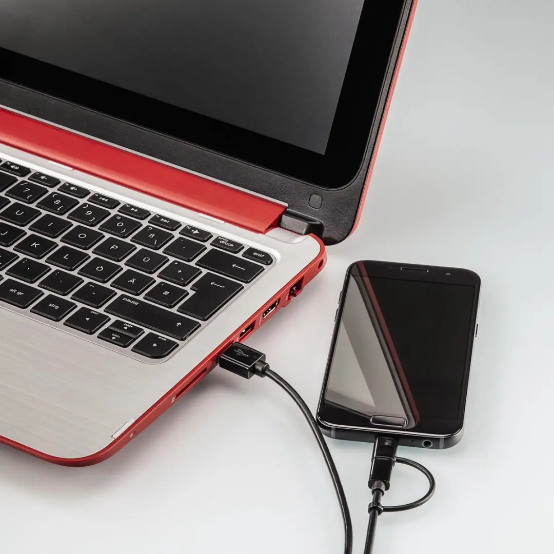 Hama USB Type-C naar micro-USB 2-in-1 Kabel 1m - Zwart