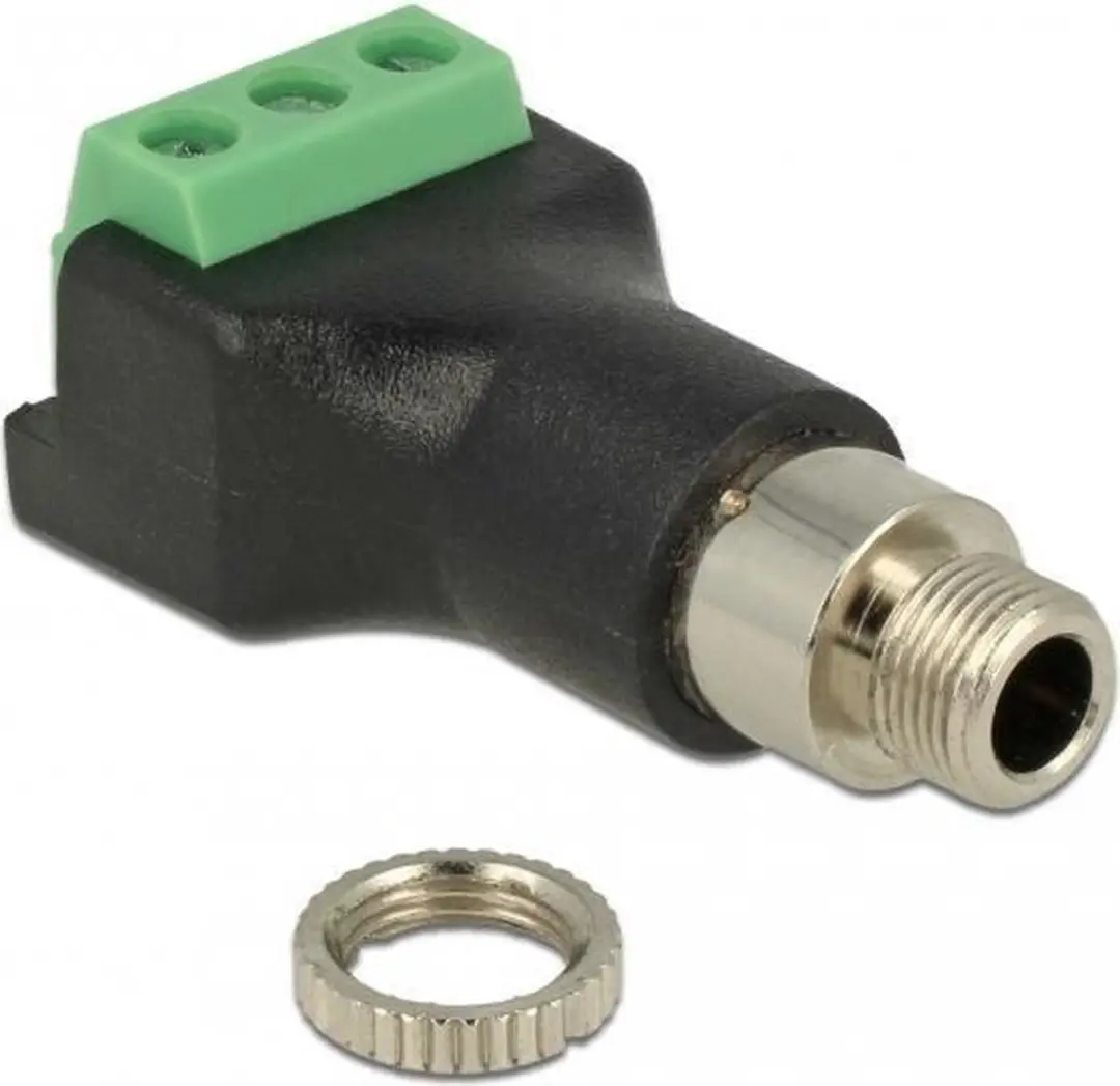 Delock 65878 Terminalblok 3-polig naar 3,5mm Jack - Zwart