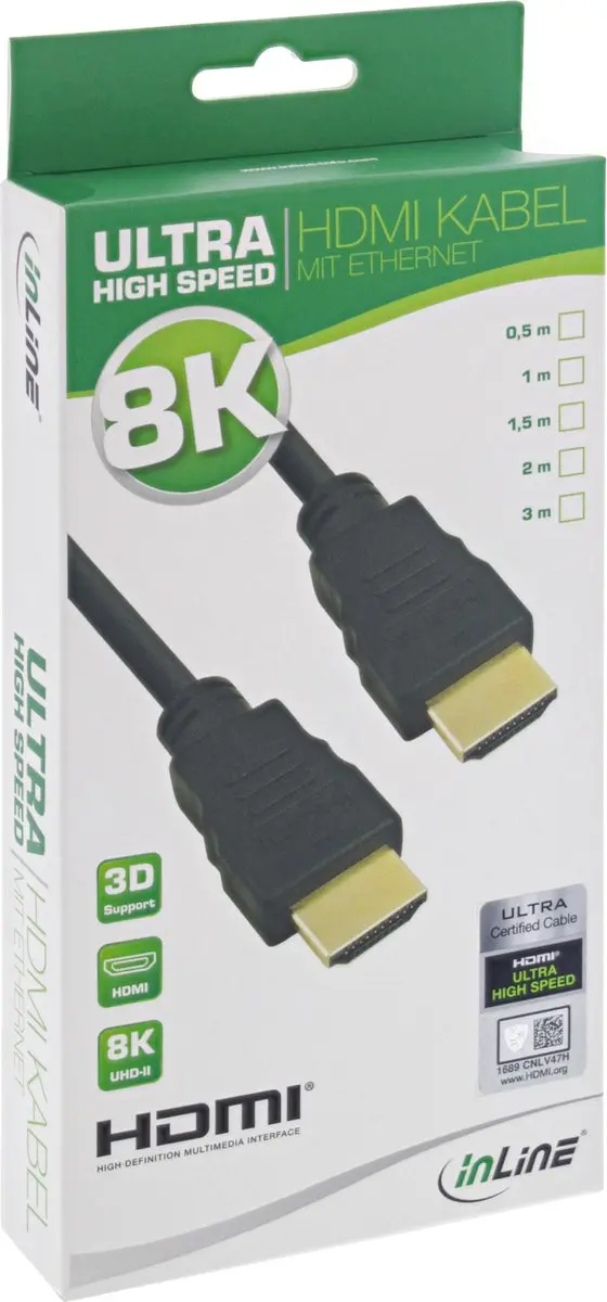 InLine HDMI ETH8K Kabel 2m - Zwart