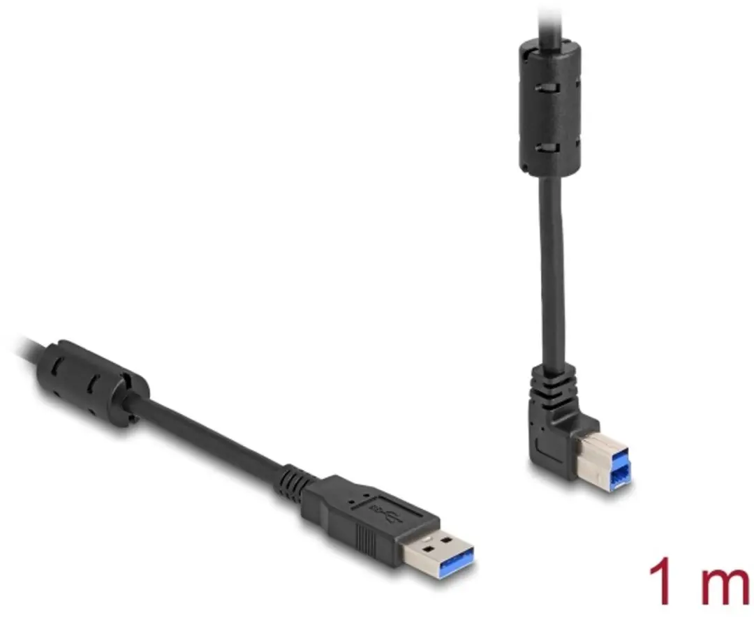 Delock USB-A naar USB-B Haaks Kabel 5Gbps 1m - Zwart