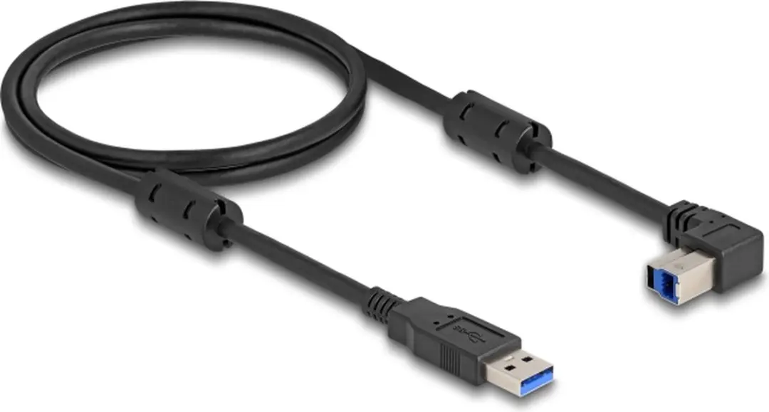 Delock USB-A naar USB-B Haaks Kabel 5Gbps 1m - Zwart