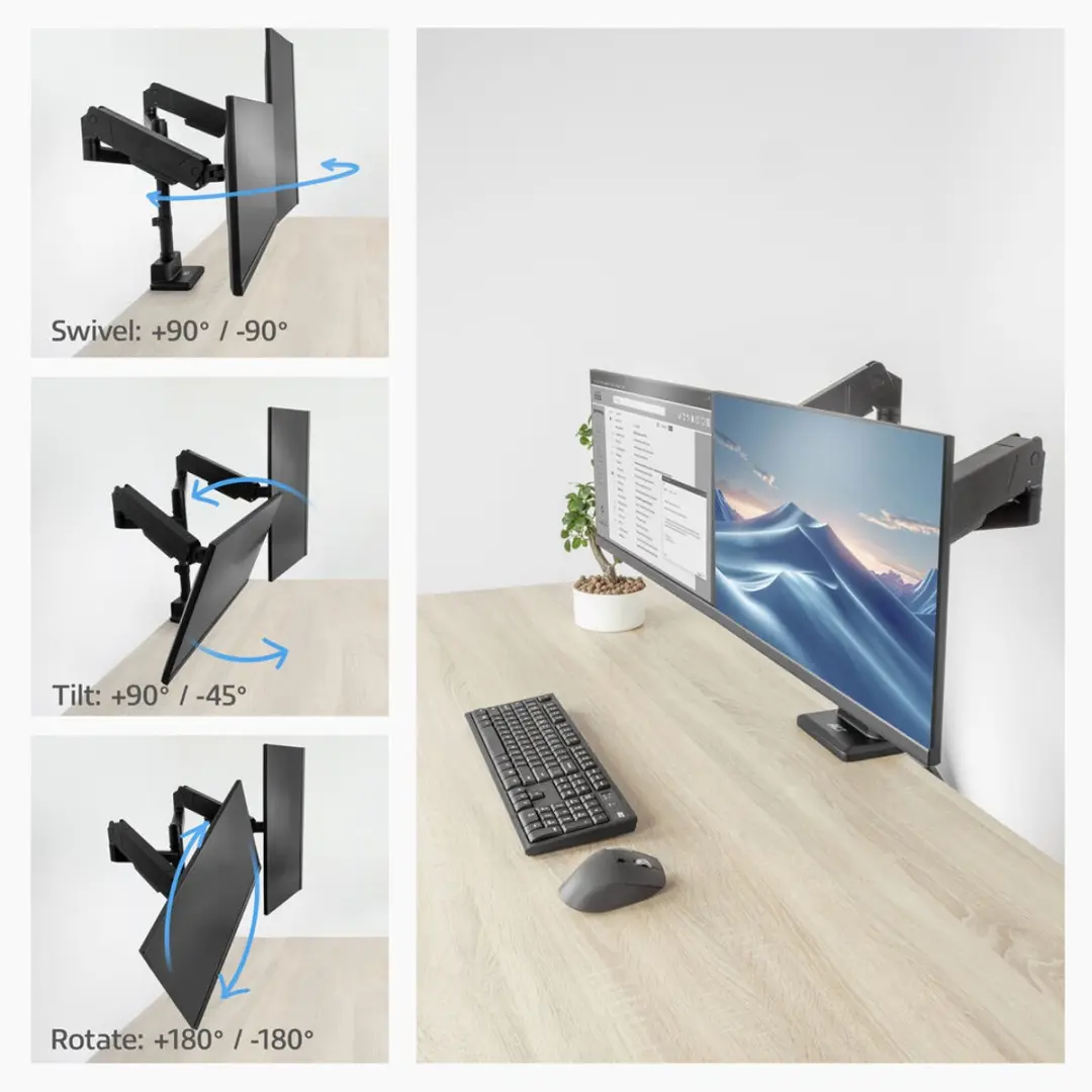 ACT Monitorarm 34" Office Solid Pro AC8330 - 2 Schermen - Zwart