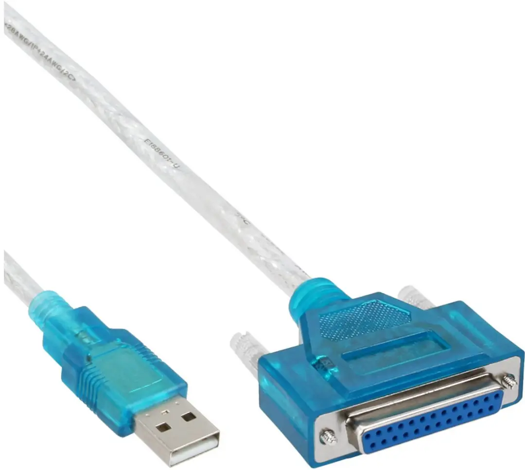 InLine USB naar Parallelle Adapterkabel 25-pin 1,8m - Blauw/Transparant