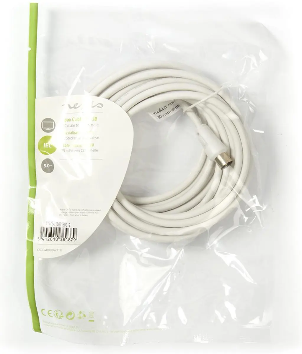 Nedis Coaxkabel CSGL40000WT50 - 5m - 75 Ohm - Wit