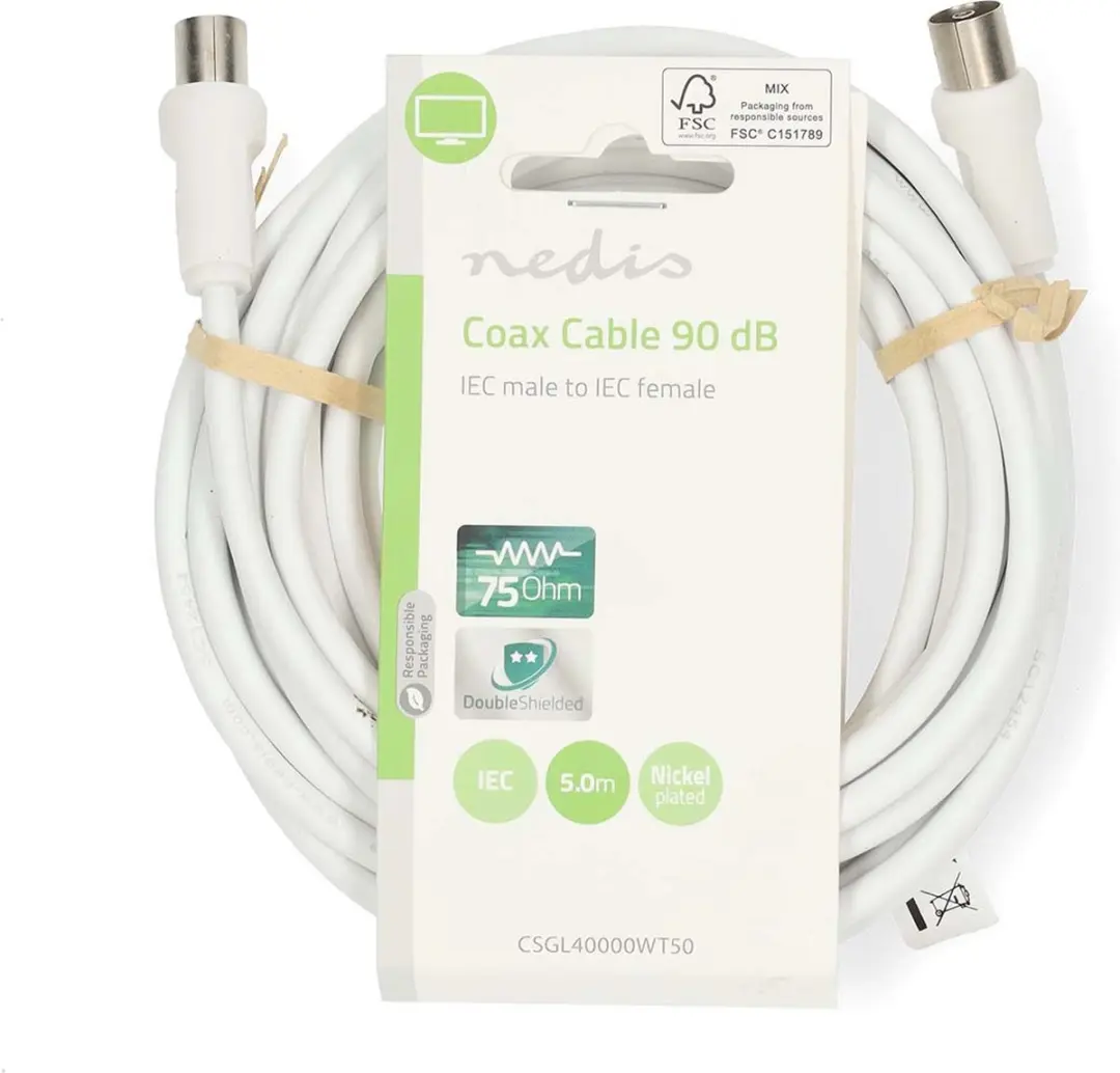 Nedis Coaxkabel CSGL40000WT50 - 5m - 75 Ohm - Wit