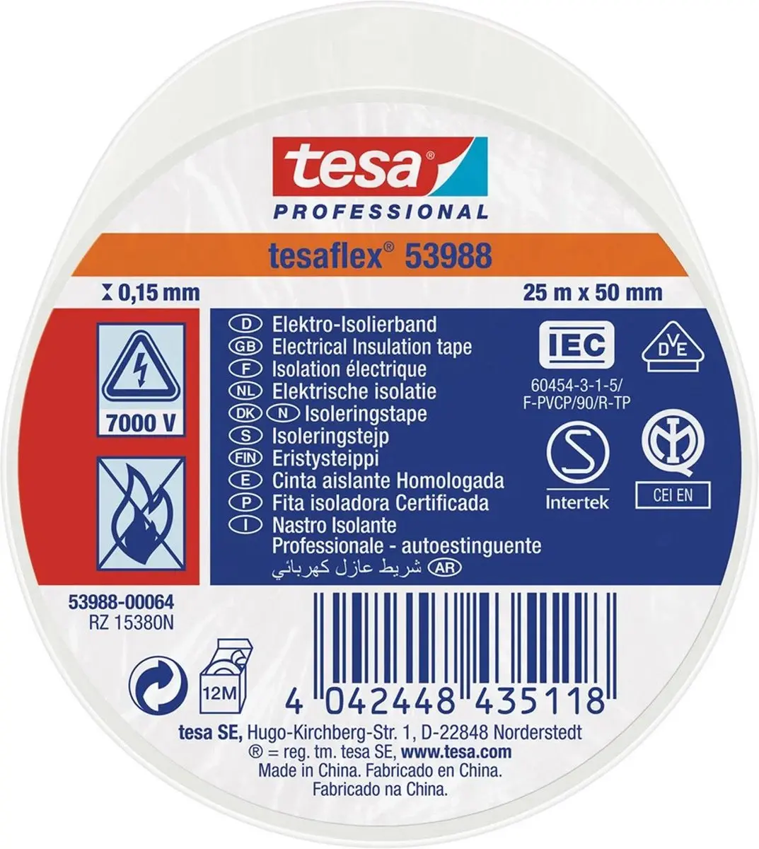 Tesa 53988-00064-00 Isolatietape Wit