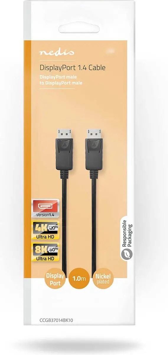 Nedis DisplayPort Kabel 8K@60Hz 1m - Zwart