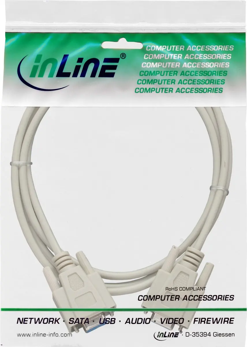InLine RS232 Kabel 9-pins SUB-D - 3m - Beige
