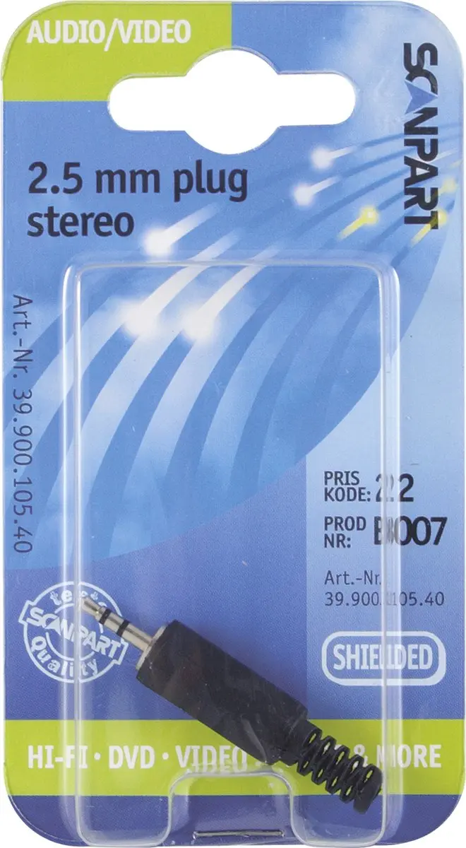 Scanpart Jackstekker 2.5mm Stereo - Zwart