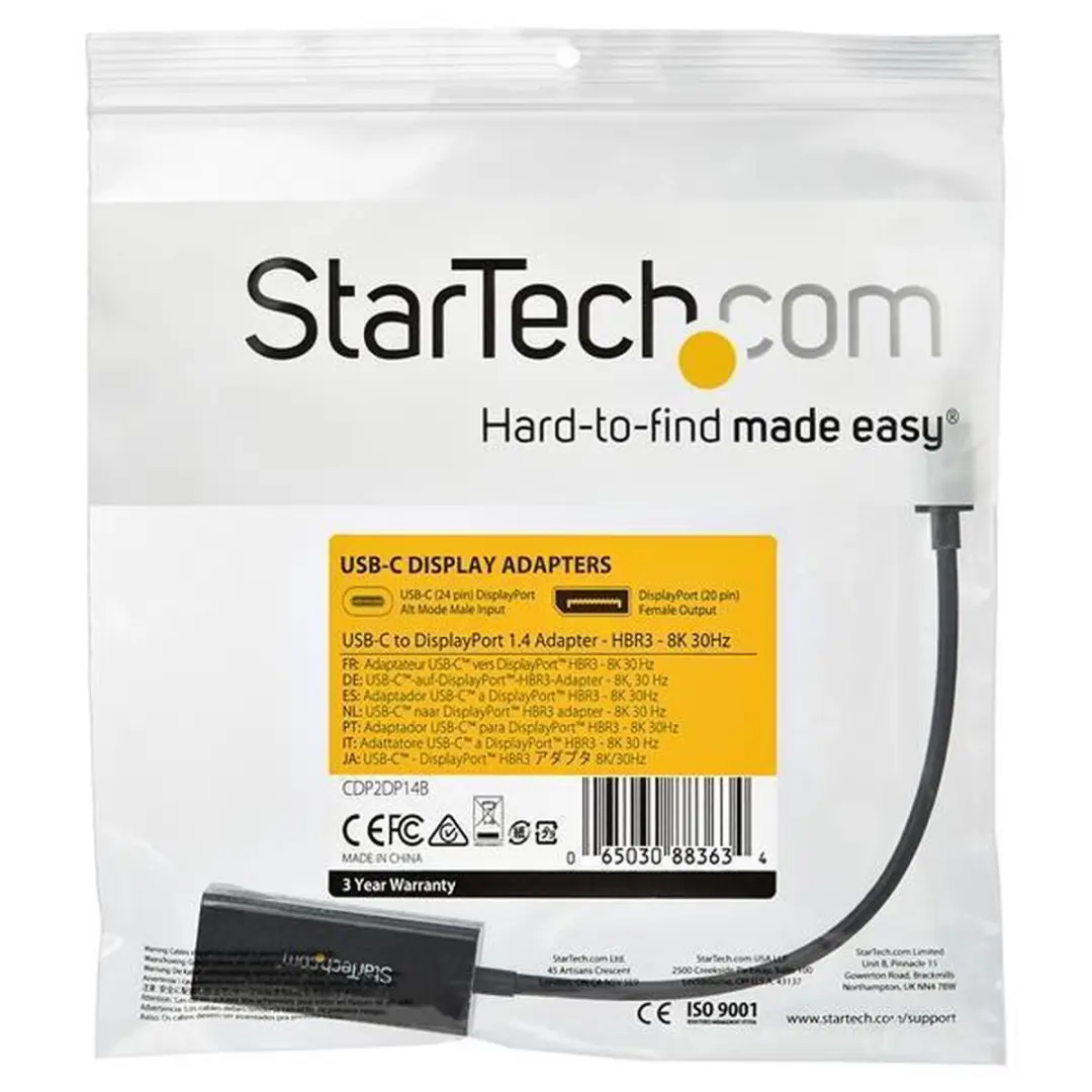 Startech CDP2DP14B USB-C naar DisplayPort Adapter - Zwart