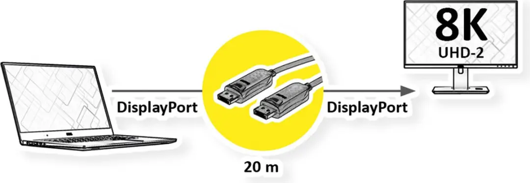 Roline DisplayPort 1.4 Kabel M/M 20m - Zwart