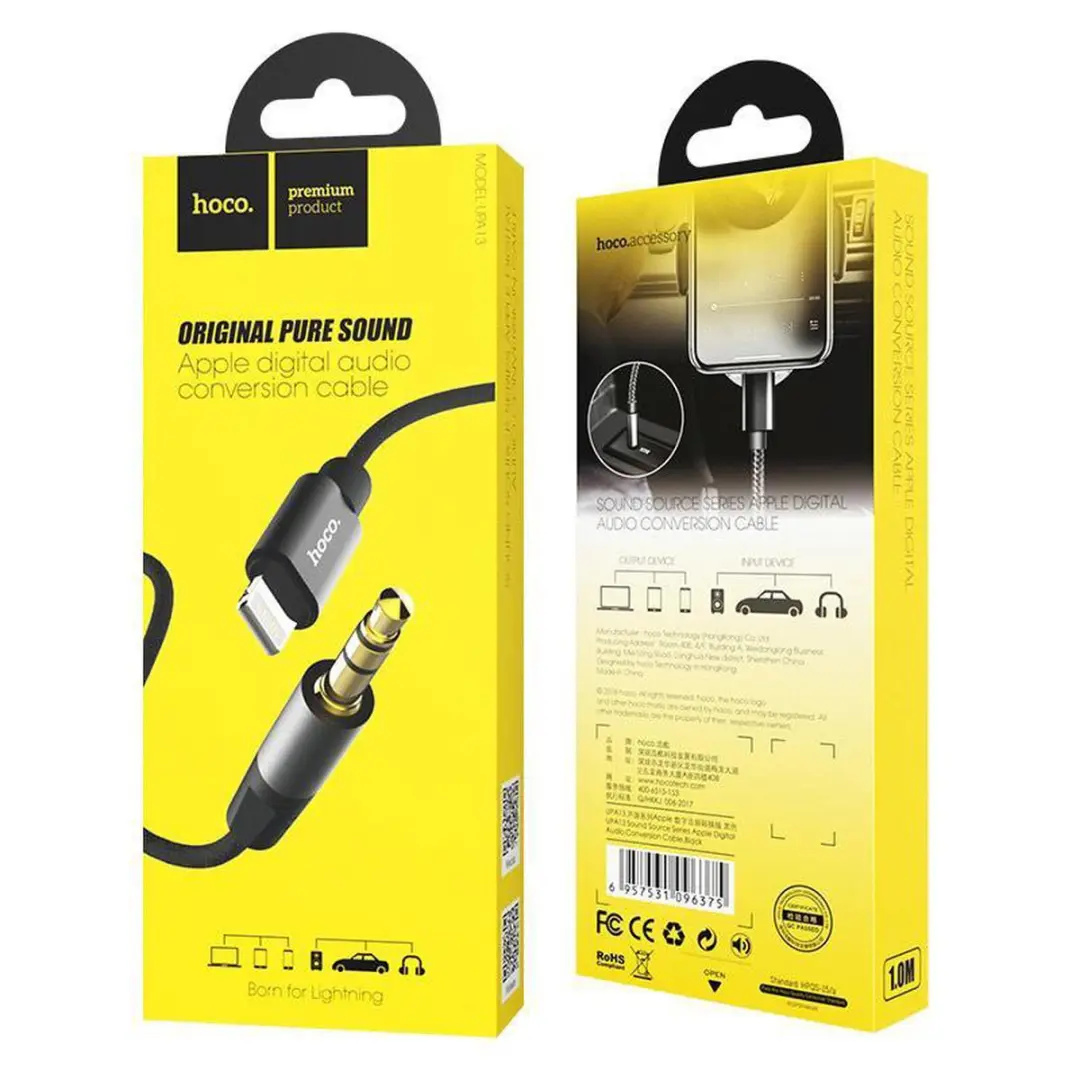 Hoco UPA13 Audiokabel 3,5mm Jack - 1m - Zwart