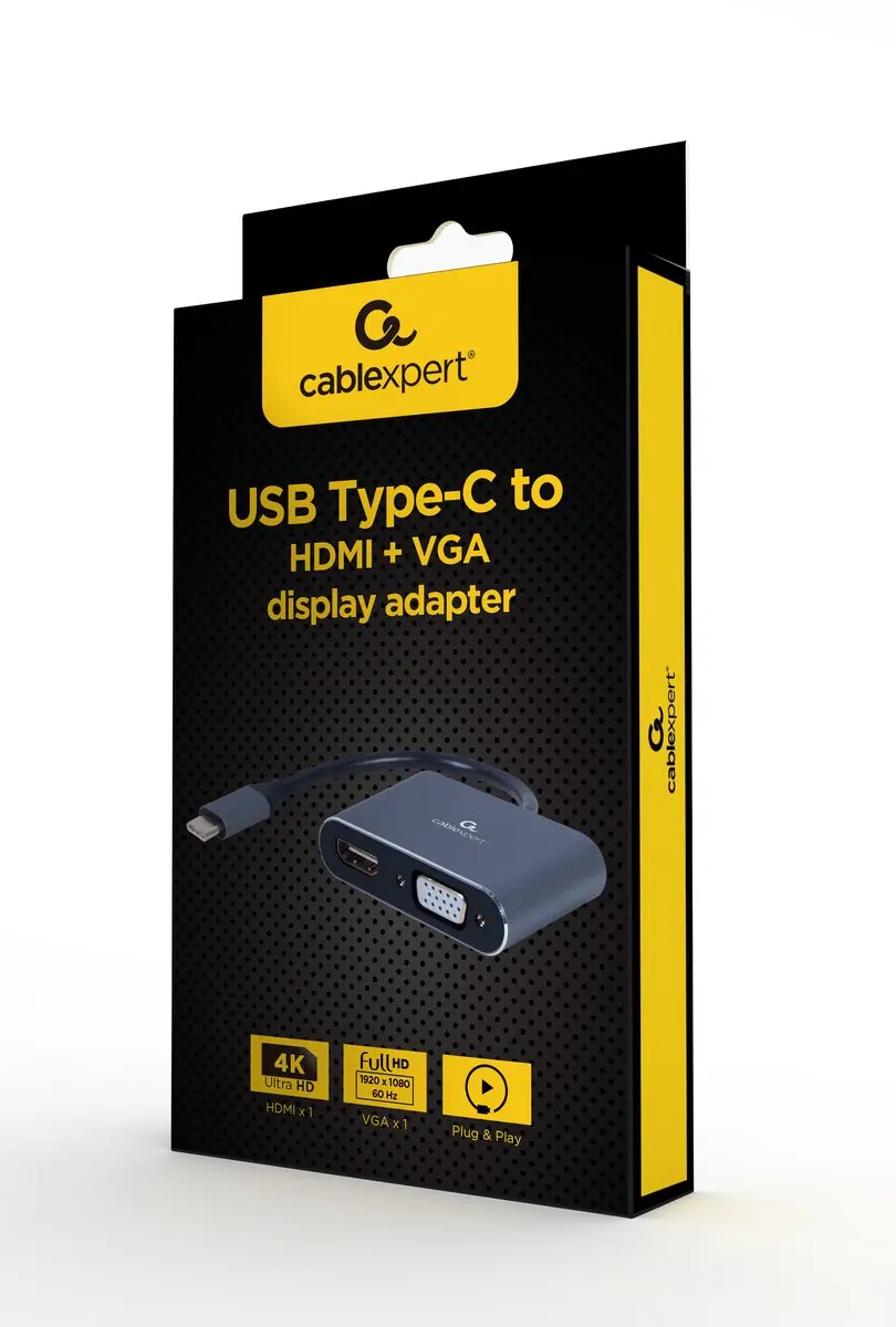 Gembird USB-C Multipoort Adapter HDMI/VGA - Space Grey