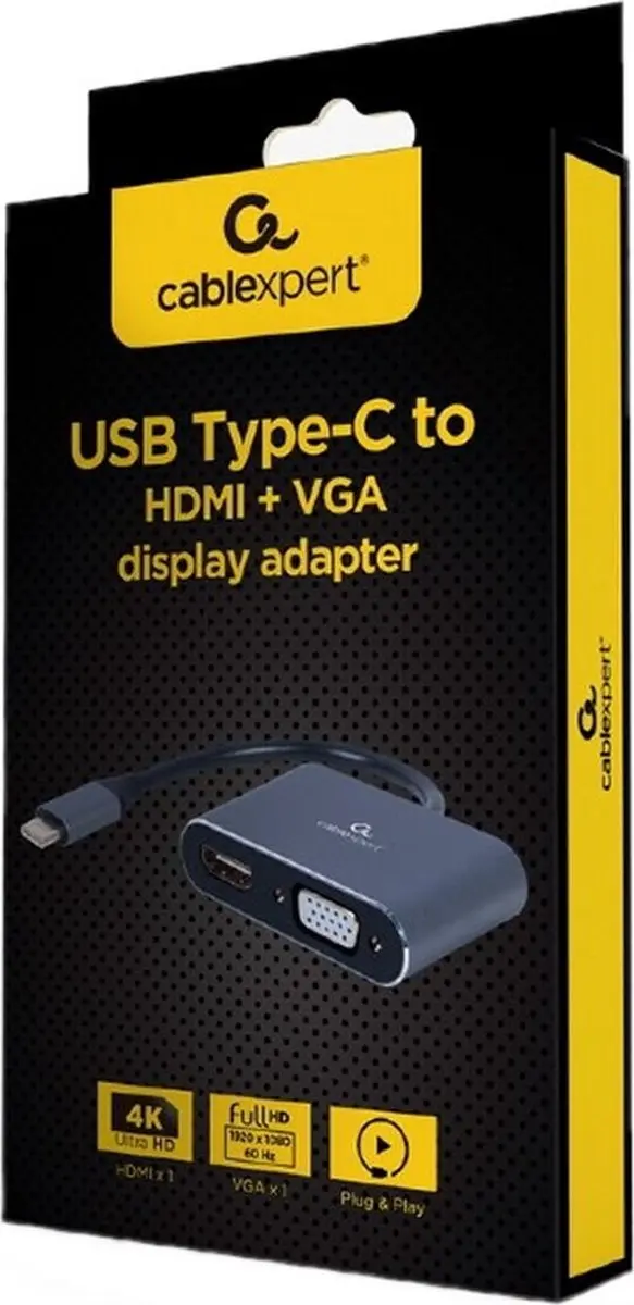 Gembird USB-C Multipoort Adapter HDMI/VGA - Space Grey