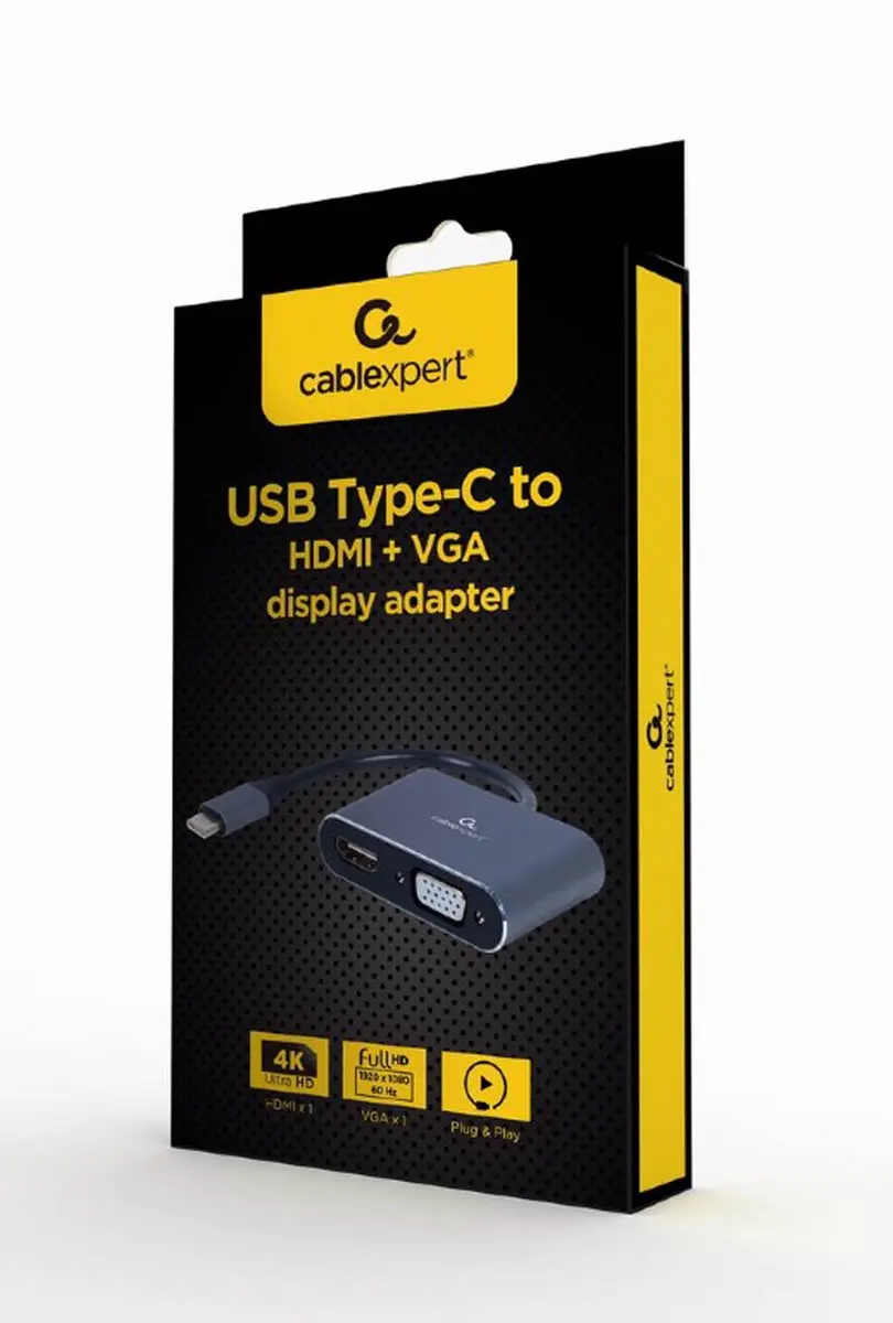 Gembird USB-C Multipoort Adapter HDMI/VGA - Space Grey