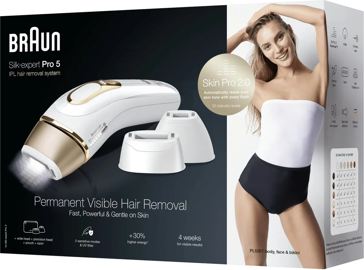 Braun Silk·expert Pro 5 PL5267 IPL - 125 Flitsen - Wit/Goud