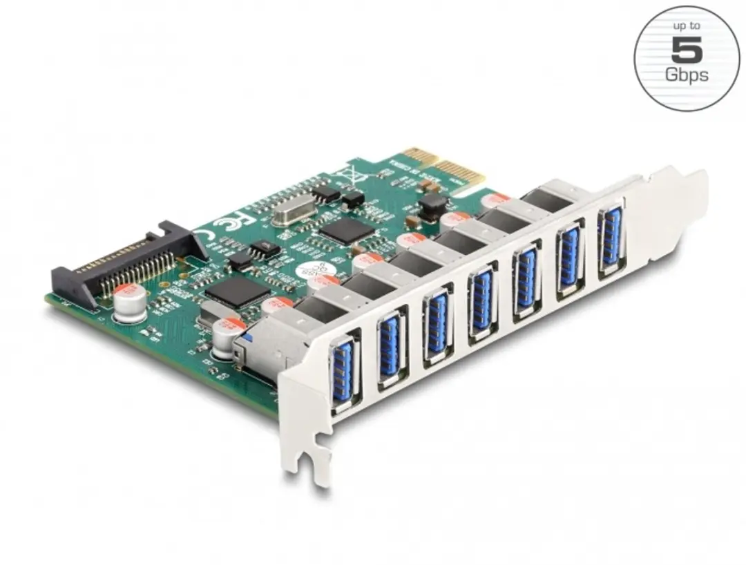 Delock PCIe Kaart 7x USB 5Gbps Type-A