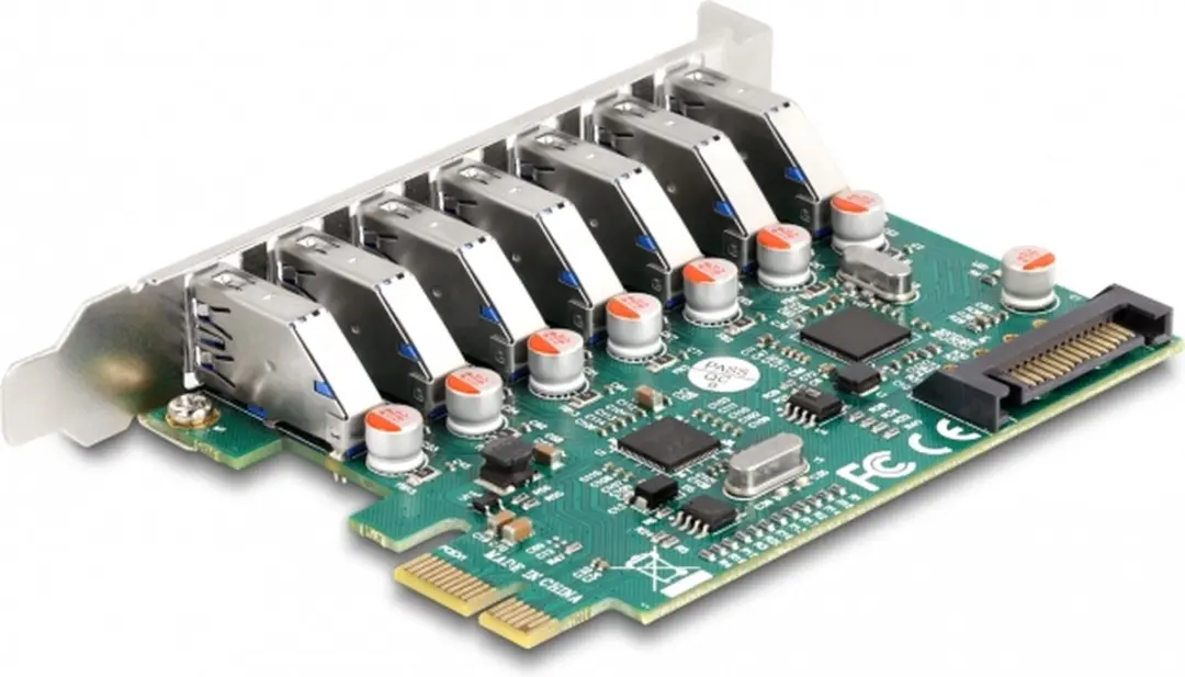 Delock PCIe Kaart 7x USB 5Gbps Type-A - Groen/Grijs