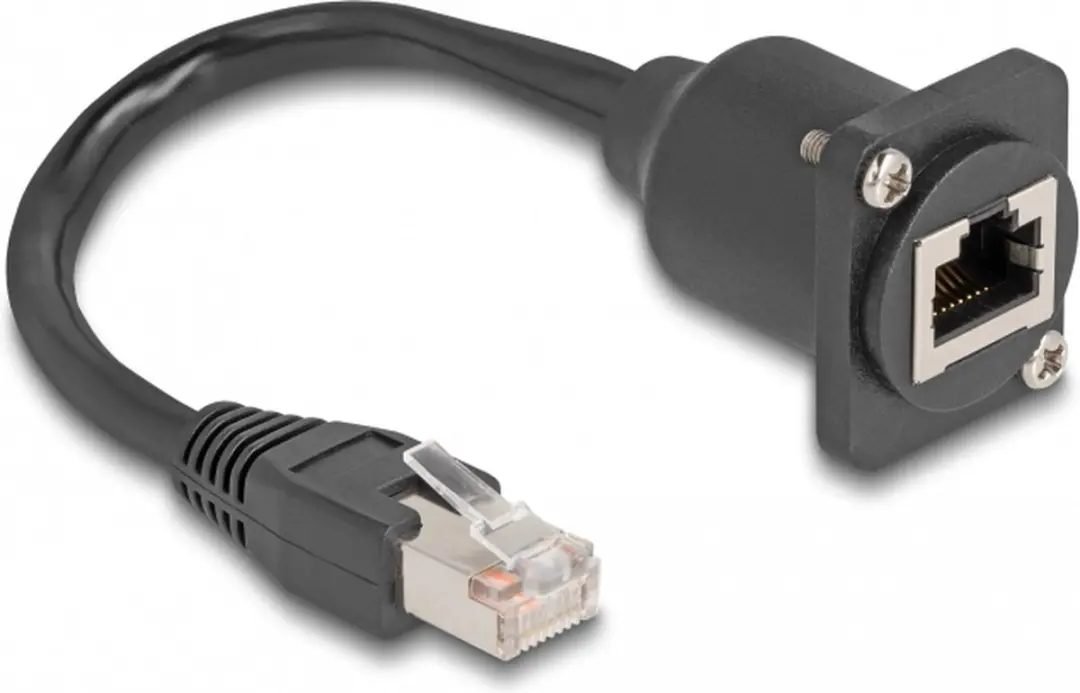 Delock D-Type RJ45 Kabelstekker naar Jack Cat.5e - 20cm - Zwart