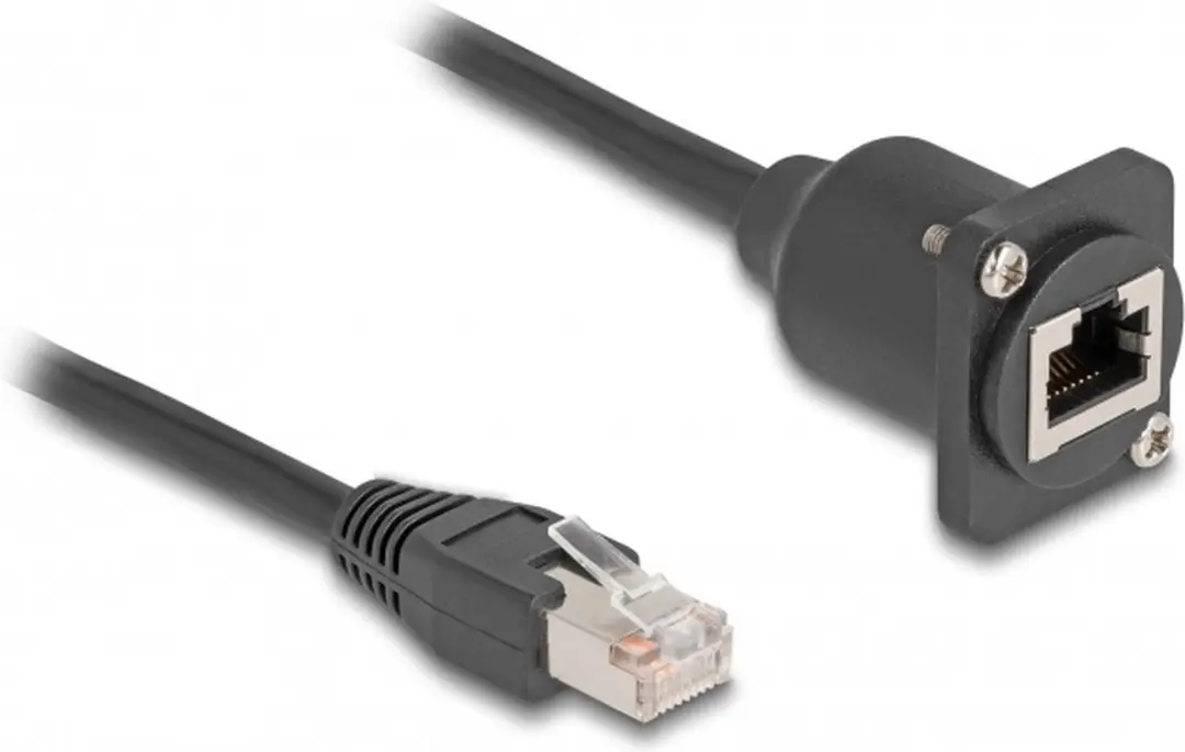 Delock D-Type RJ45 Kabelstekker naar Jack Cat.5e - 20cm - Zwart