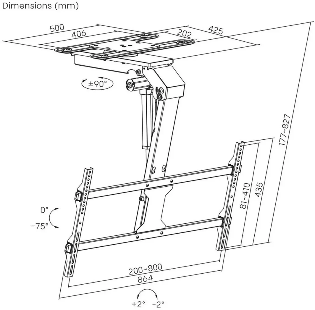 SpeaKa Professional SP-TVCM-570 TV-plafondbeugel 86" - Zwart