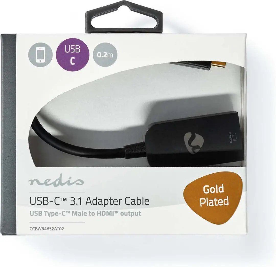 Nedis USB-C HDMI Adapter CCBW64652AT02 - 4K@60Hz - 20cm - Antraciet