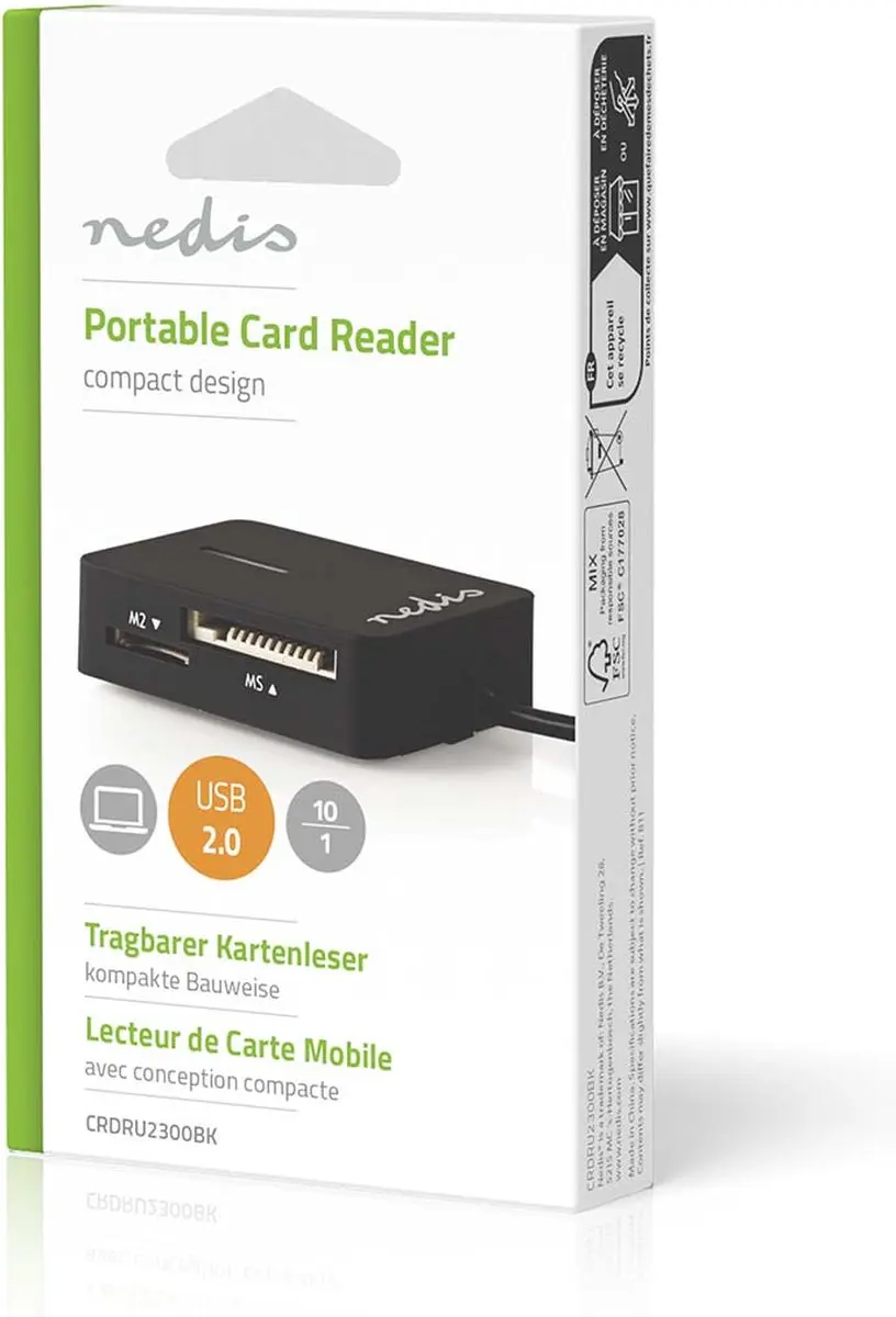 Nedis CRDRU2300BK Kaartlezer USB 2.0 - Zwart