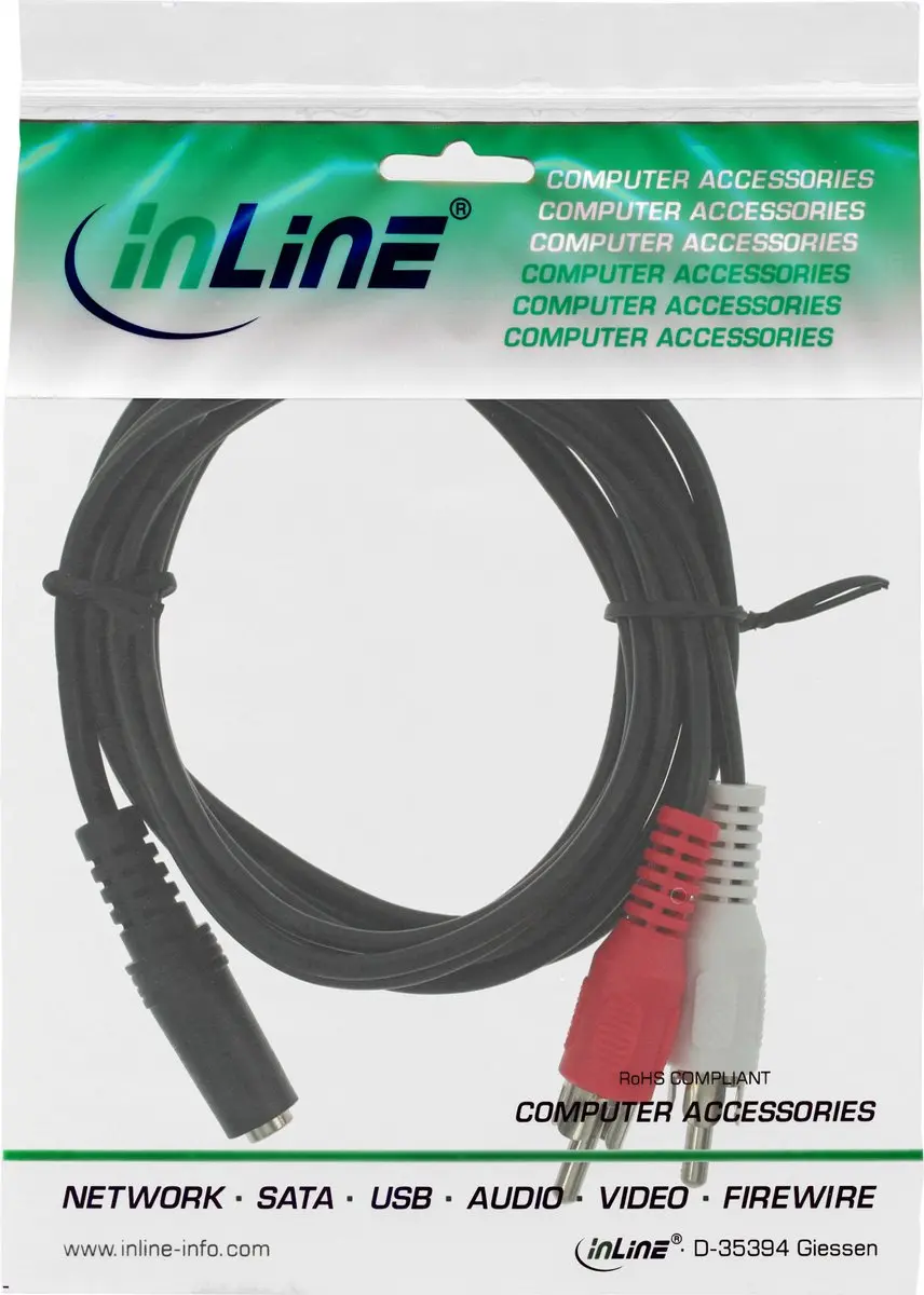 InLine 3,5mm Jack Adapterkabel - 1m - Zwart