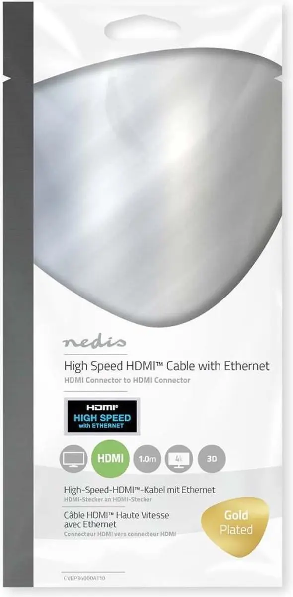 Nedis CVBP34000AT10 HDMI-kabel 1m - Antraciet