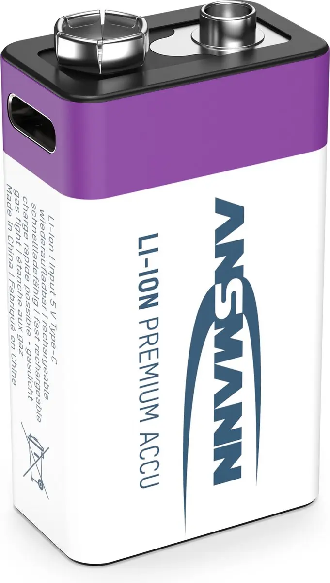 Ansmann Oplaadbaar Batterij 9-voudig USB-C - Paars