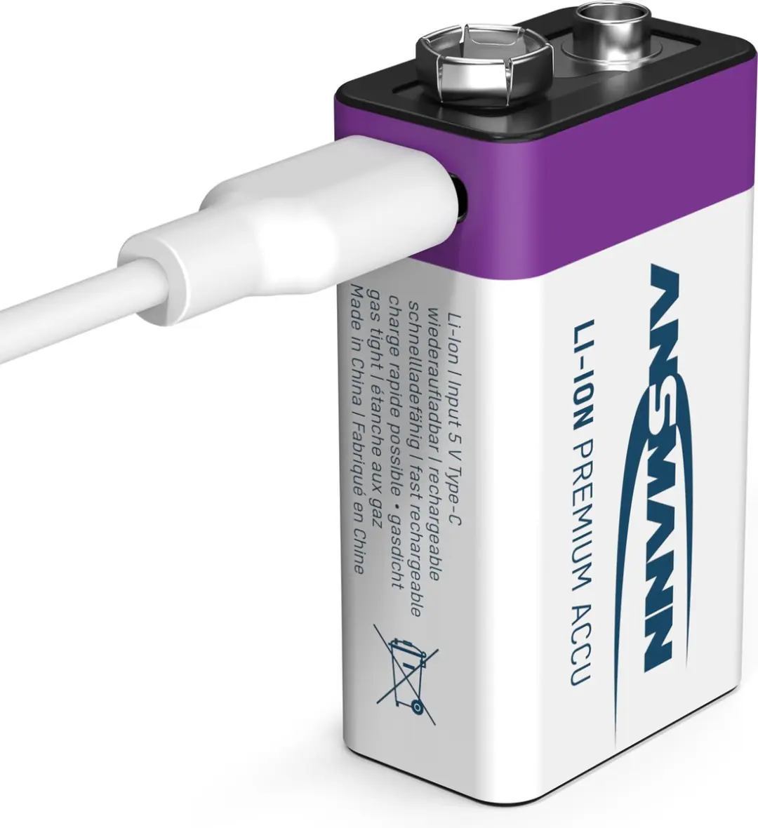 Ansmann Oplaadbaar Batterij 9-voudig USB-C - Paars