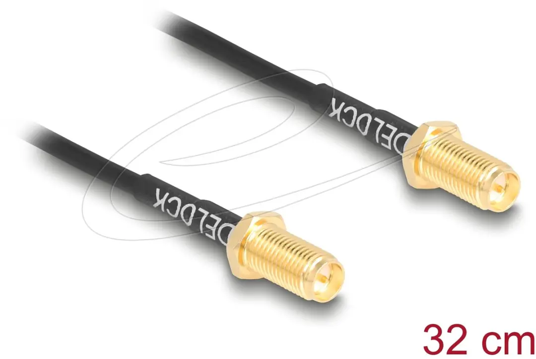 Delock Antennekabel RP-SMA Jack Bulkhead - 32cm - Zwart
