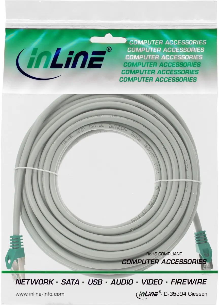 InLine Crossover Patchkabel FTP Cat.5e 5m - Grijs