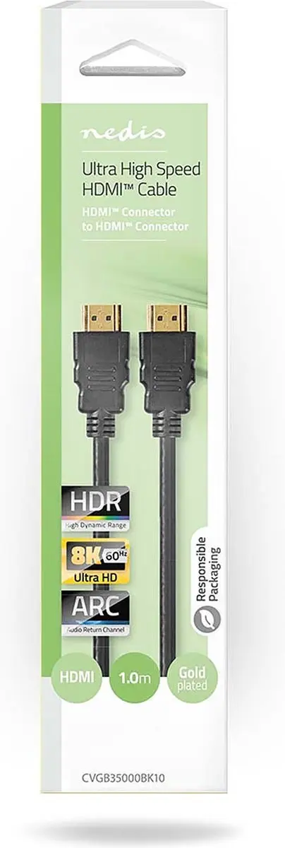 Nedis CVGB35000BK10 Ultra High Speed HDMI-kabel 8K 48Gbps 1m - Zwart