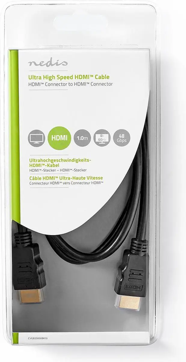 Nedis CVGB35000BK10 Ultra High Speed HDMI-kabel 8K 48Gbps 1m - Zwart
