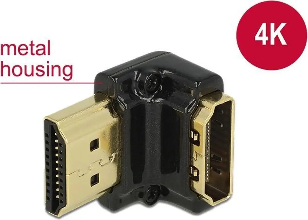 Delock HDMI Adapter 2.0 4K 60Hz HDR - 90° Haaks - Zwart